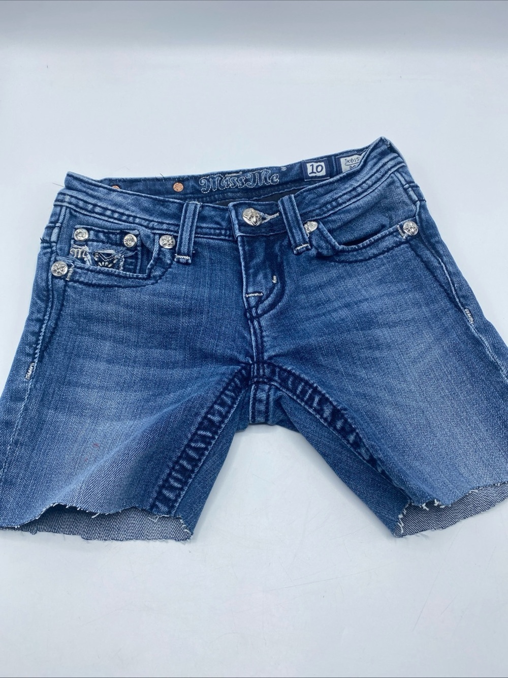 Girls Miss Me Cut Off Jeans Jorts Shorts Embellished Back Pockets  10 Bling